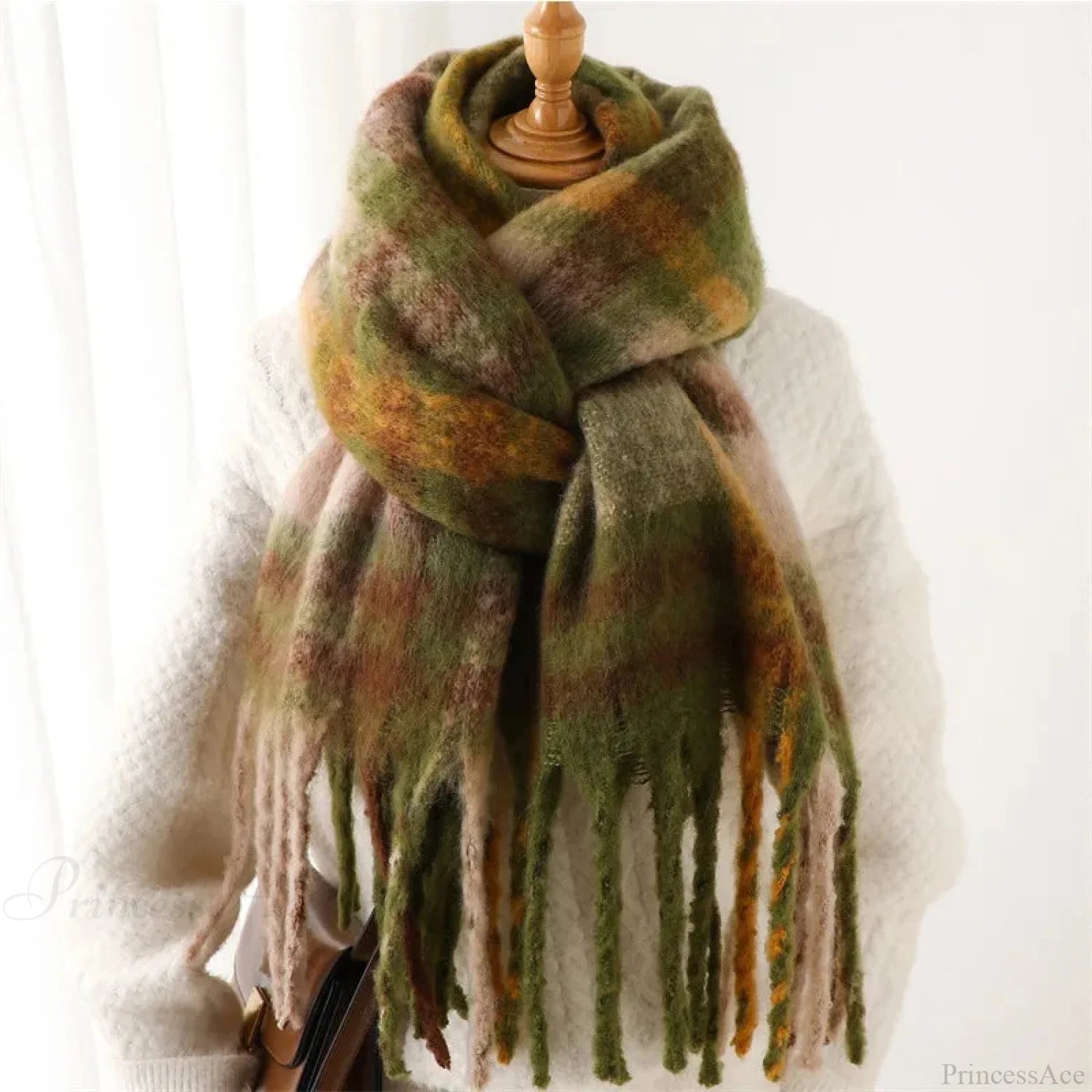 Plaid Striped Imitate Cashmere Outdoor Woman Scarf - Keep Warm And Soft Thick Scarfs-L