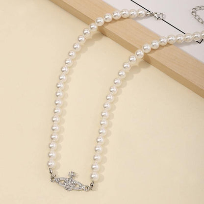 Planet Detail Graceful Faux Pearl Necklace