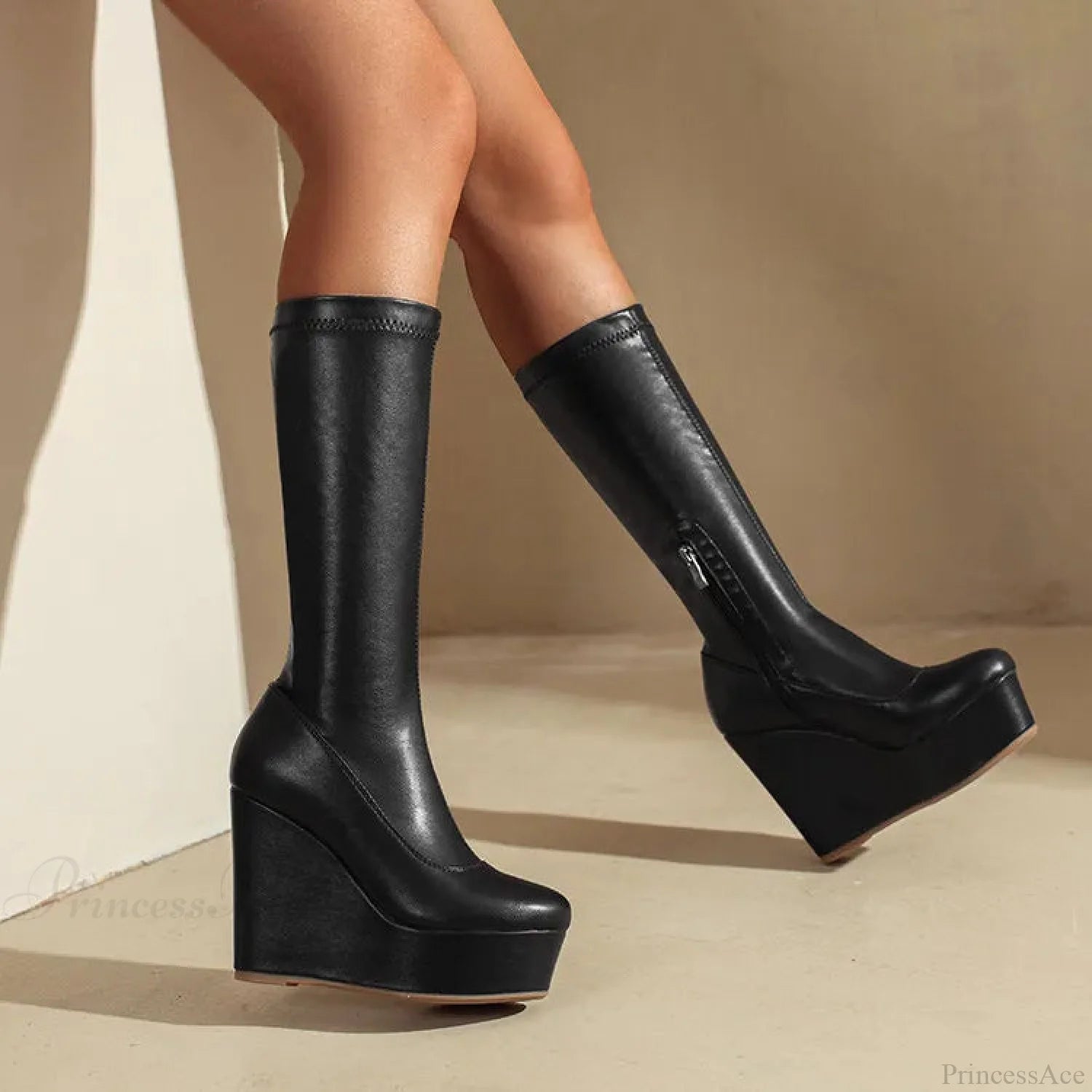 Platform Ramps Mid Calf Gothic Informal Boot