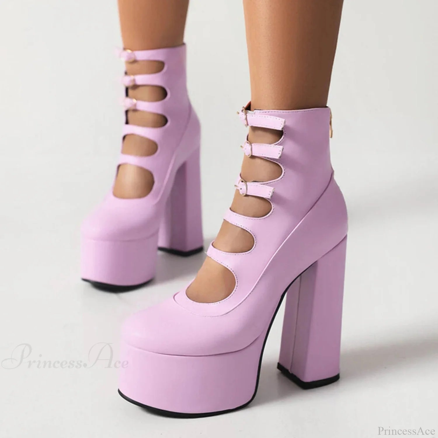 Platform Tall Heels Summer Cutout Dark Boot