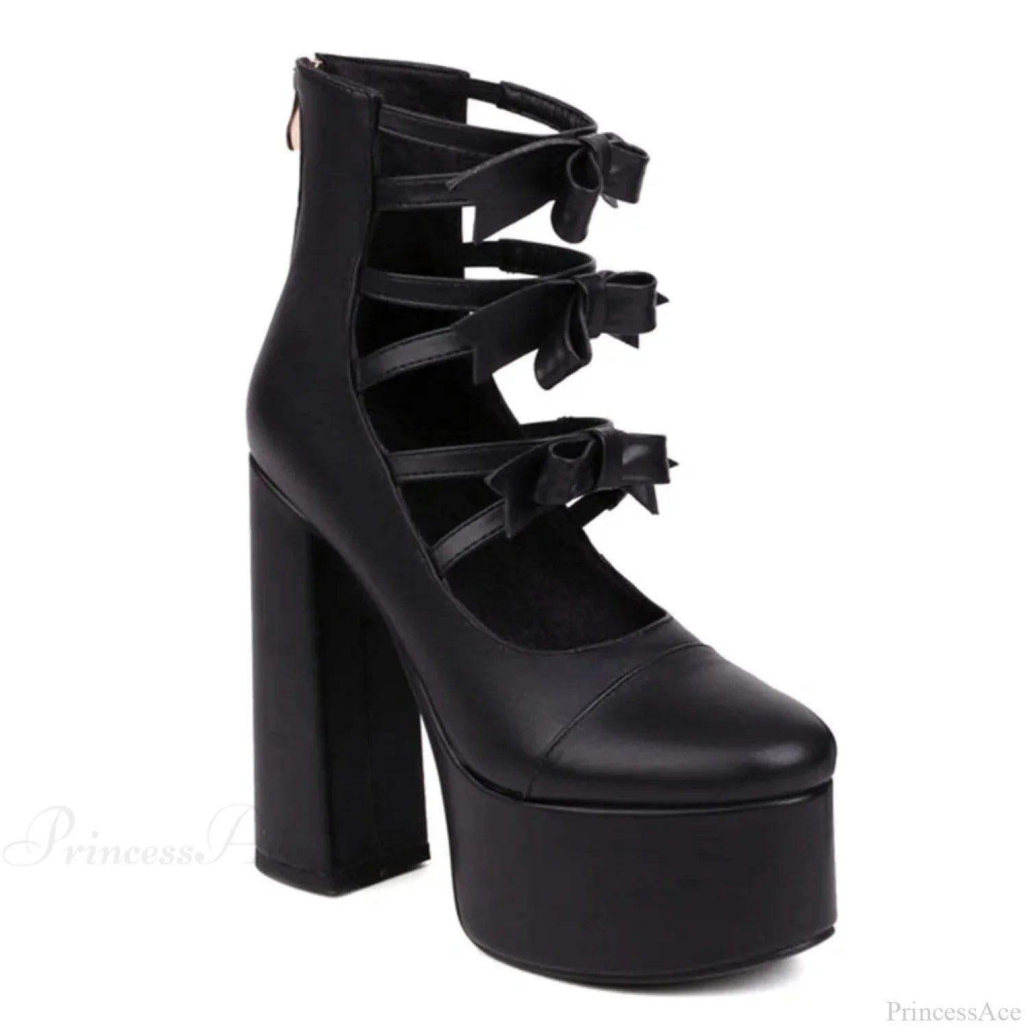 Platform Tall Heels Summer Cutout Dark Boot black A / 4