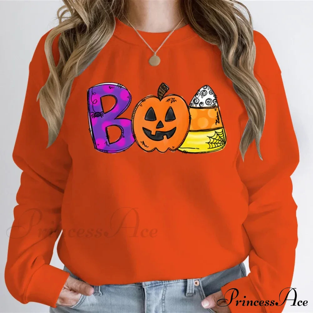 Playful Spooky Festive Pumpkin Graphic Cozy Hoodie Orange / Xs Sweatshirts & Hoodies-L