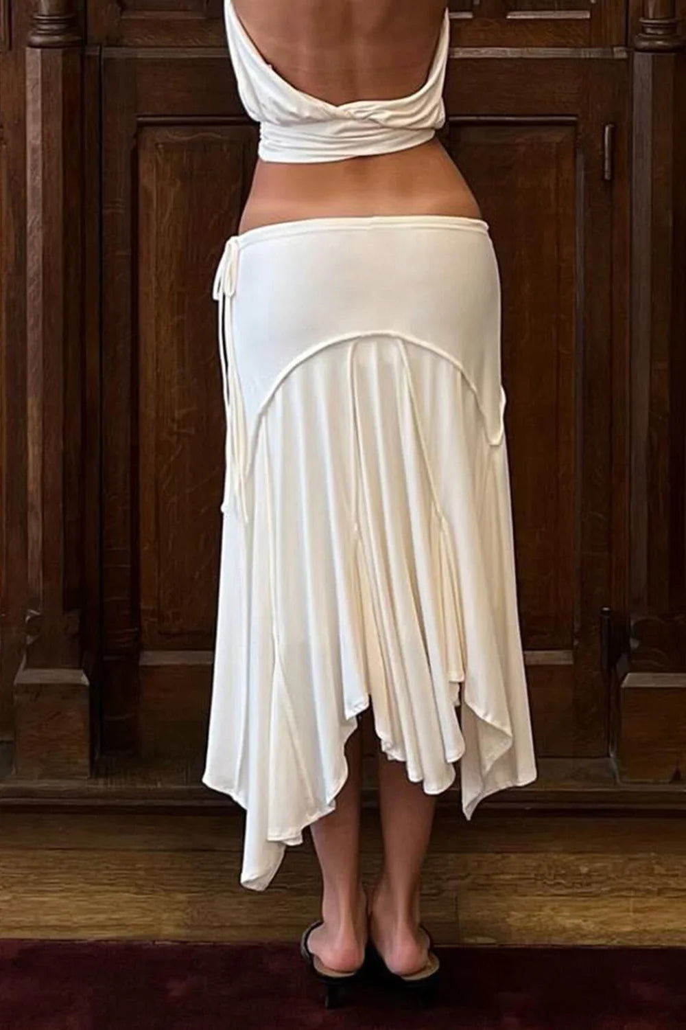 Pleated Asymmetrical Midi Skirt