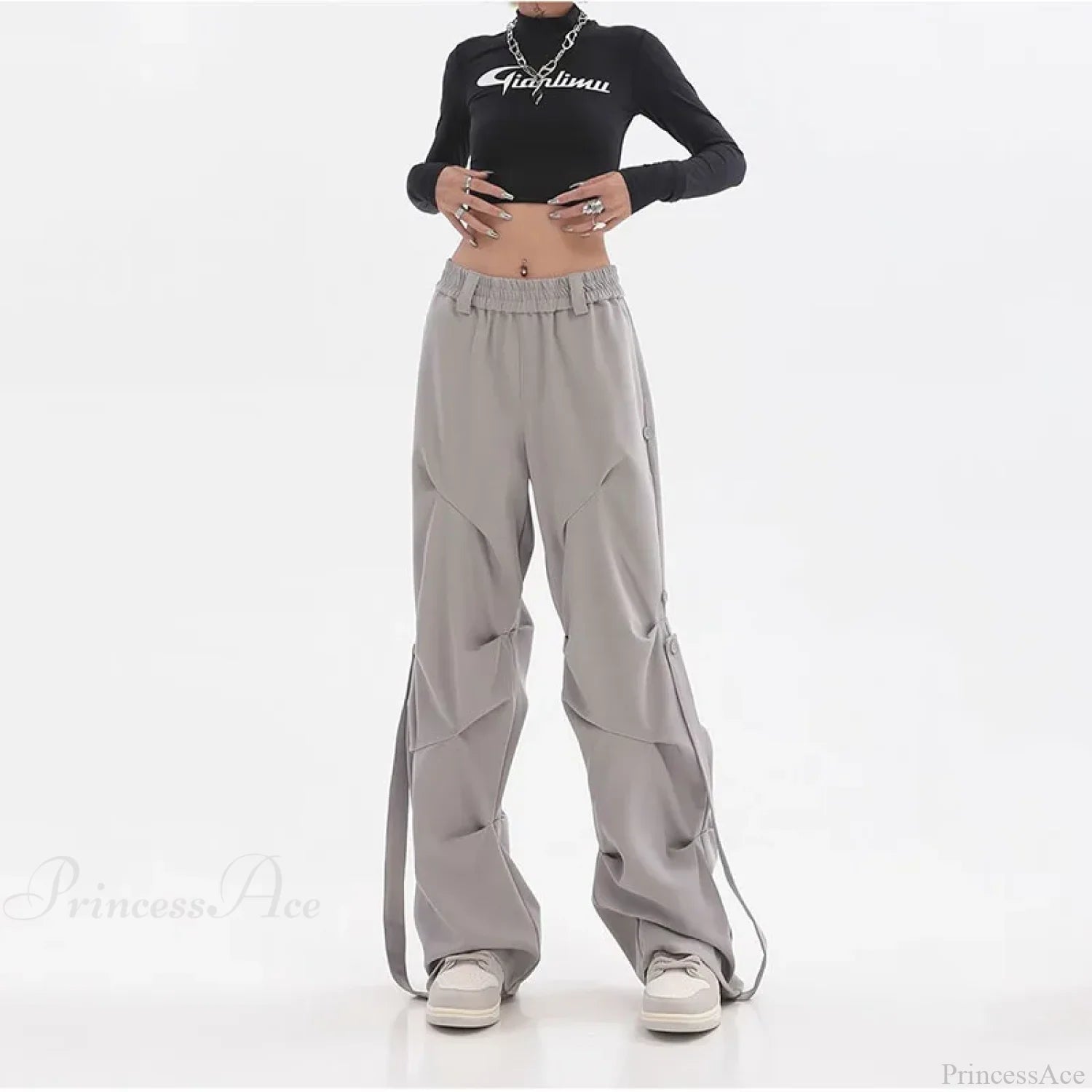 Pleated Cargo Streetwear Wide Pants