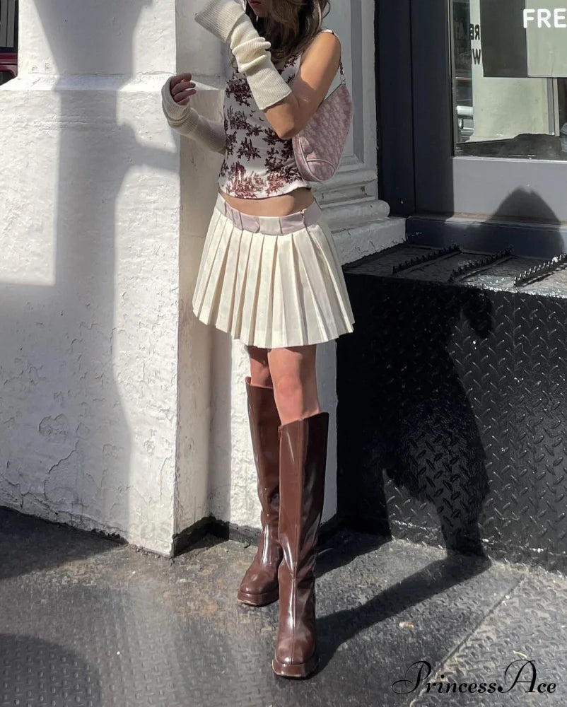 Pleated Micro Stylish Mini Skirt Cream 30 Days / 2 Xs White