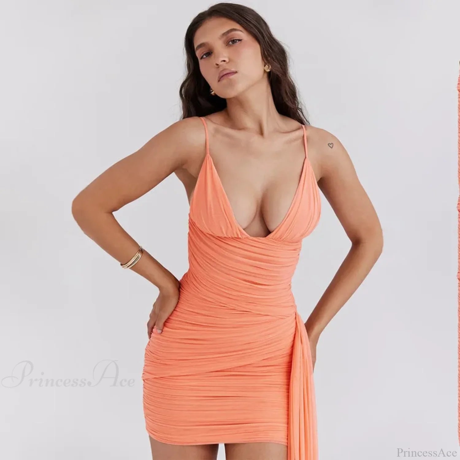 Pleated Ribbon Slim Bodycon Vacation Dress vacationdress-250223