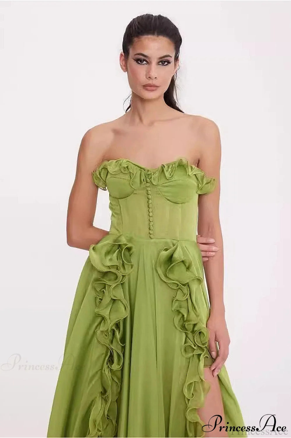 Pleated Ruffle Waist A Line Elegant Party Dress