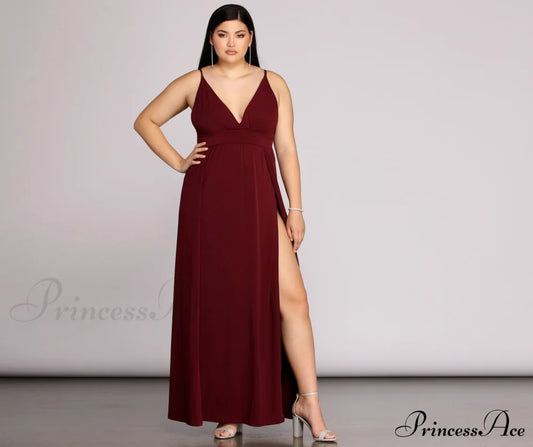 Plus Galilea Formal High Slit Dress - Lady Occasions