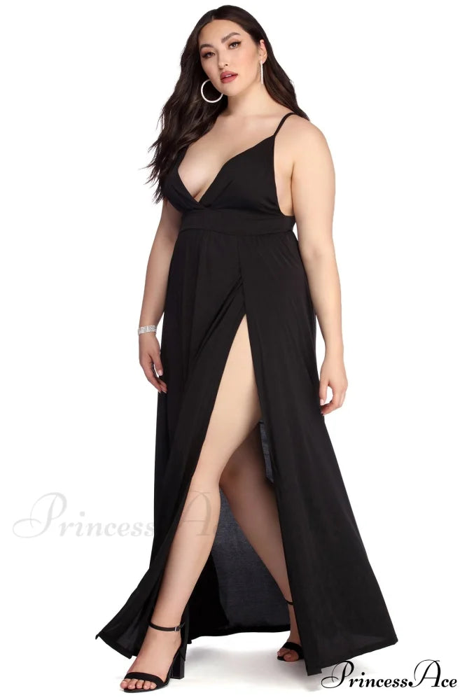 Plus Galilea Formal Charming High Slit Dress Plus S.o. Long