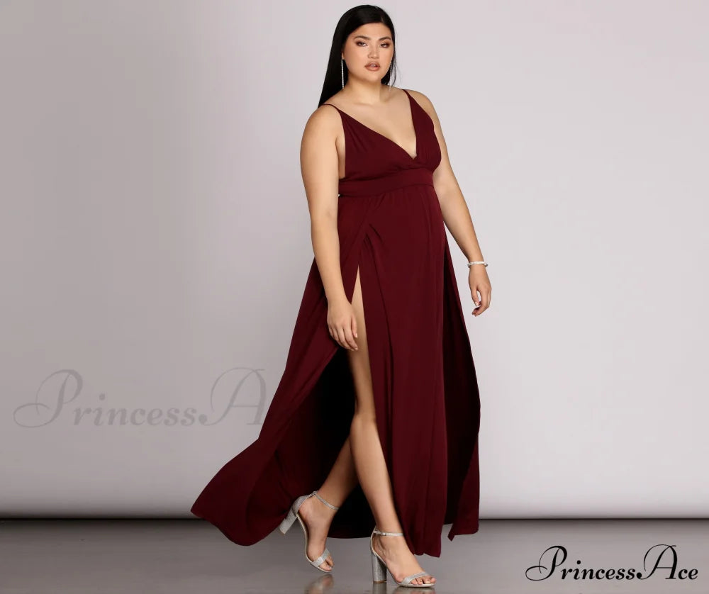 Plus Galilea Formal Charming High Slit Dress Plus S.o. Long