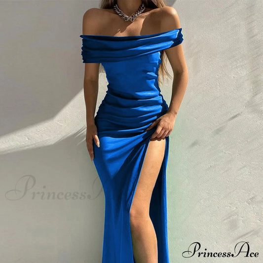 Plus Kaleigh Stylish Off Shoulder Dress Blue / S Plus S.o. Long