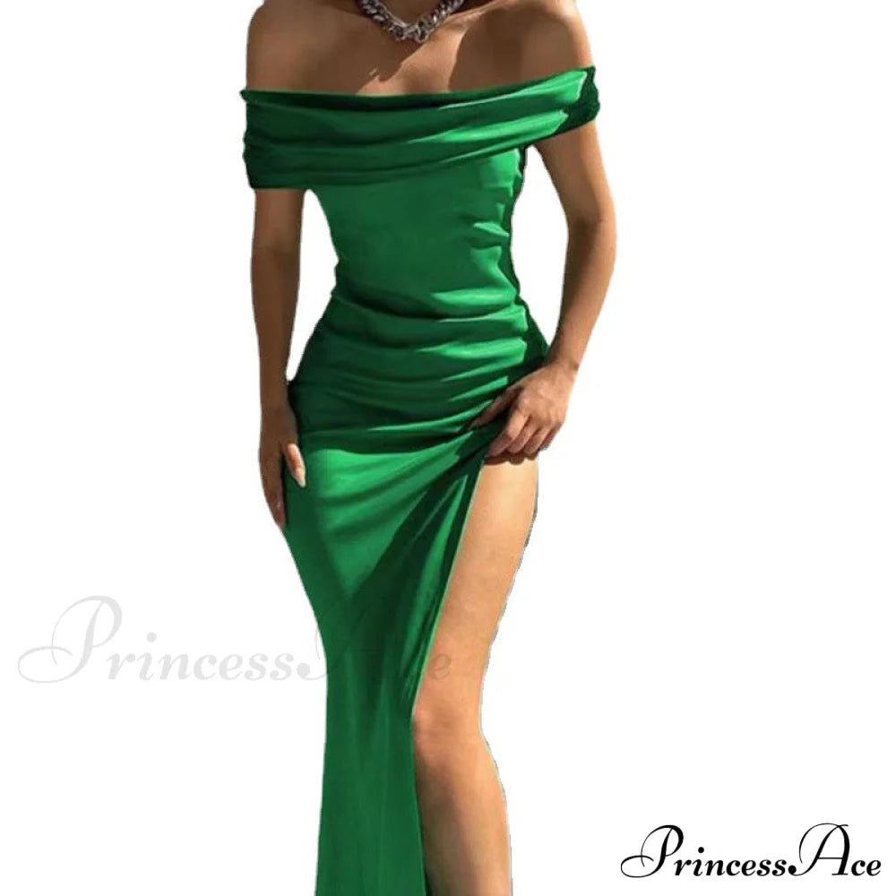 Plus Kaleigh Stylish Off Shoulder Dress Green / S Plus S.o. Long