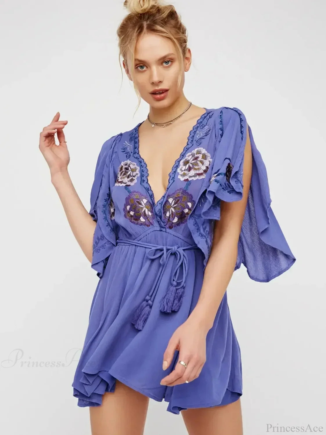 Plus Size Button Up Chiffon Holiday Boho Dress bohodress-250126