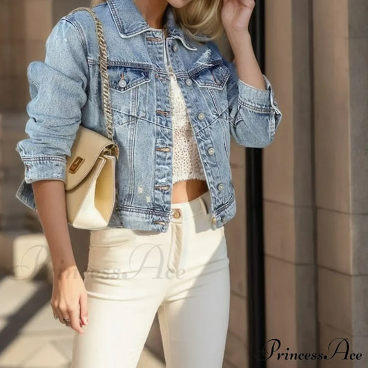 Plus Size Distressed Light Wash Denim Wi Ripped Holes Short Chic Stylish Fashionable Versatile