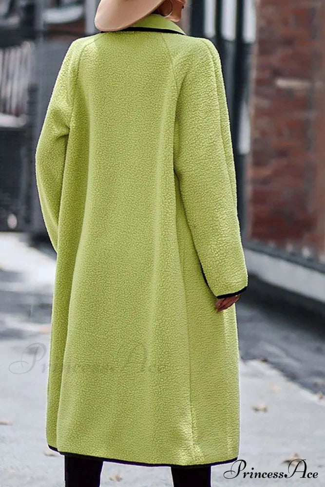 Plush Cardigan With Lapel Pocket Light Green / Xl Cardigans