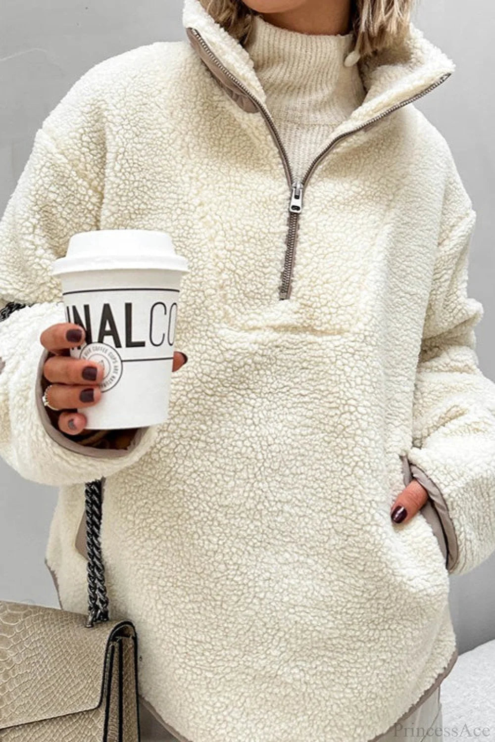 Plush Fleece Stand Collar Loose Sweatshirts