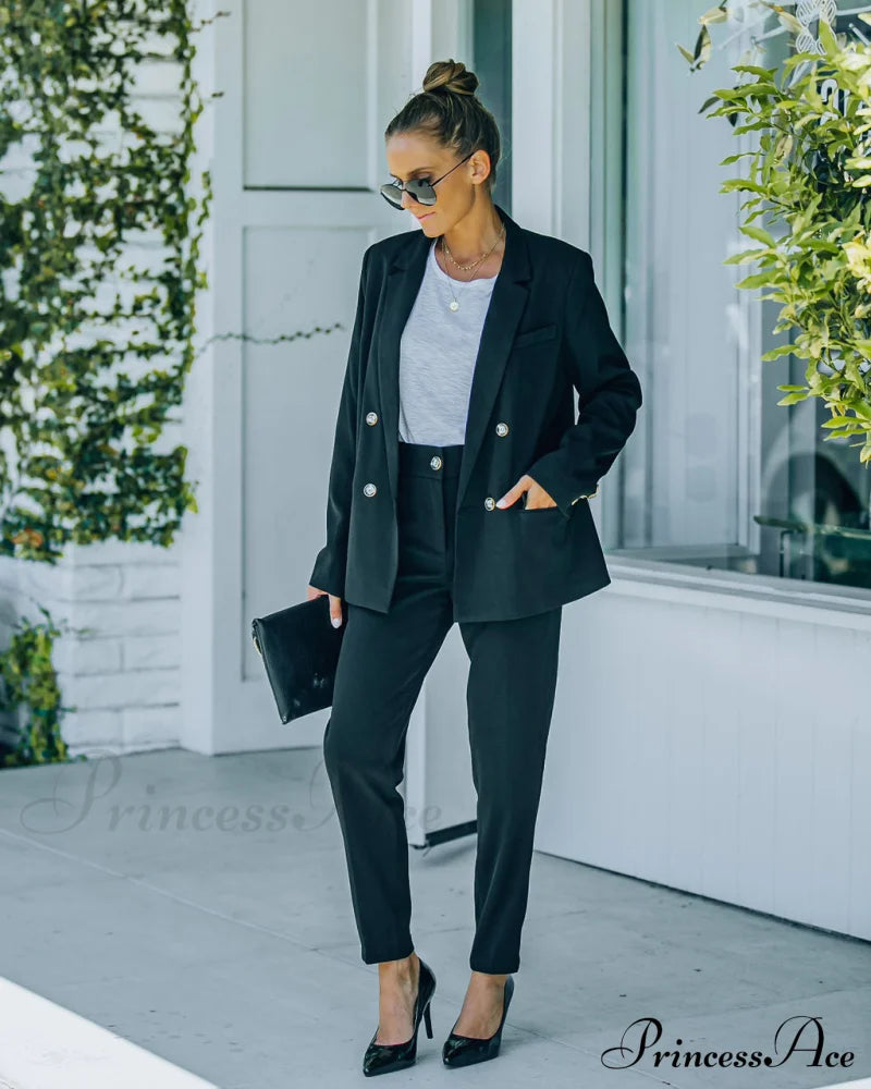 Pocketed Blazer - Black Coats-L