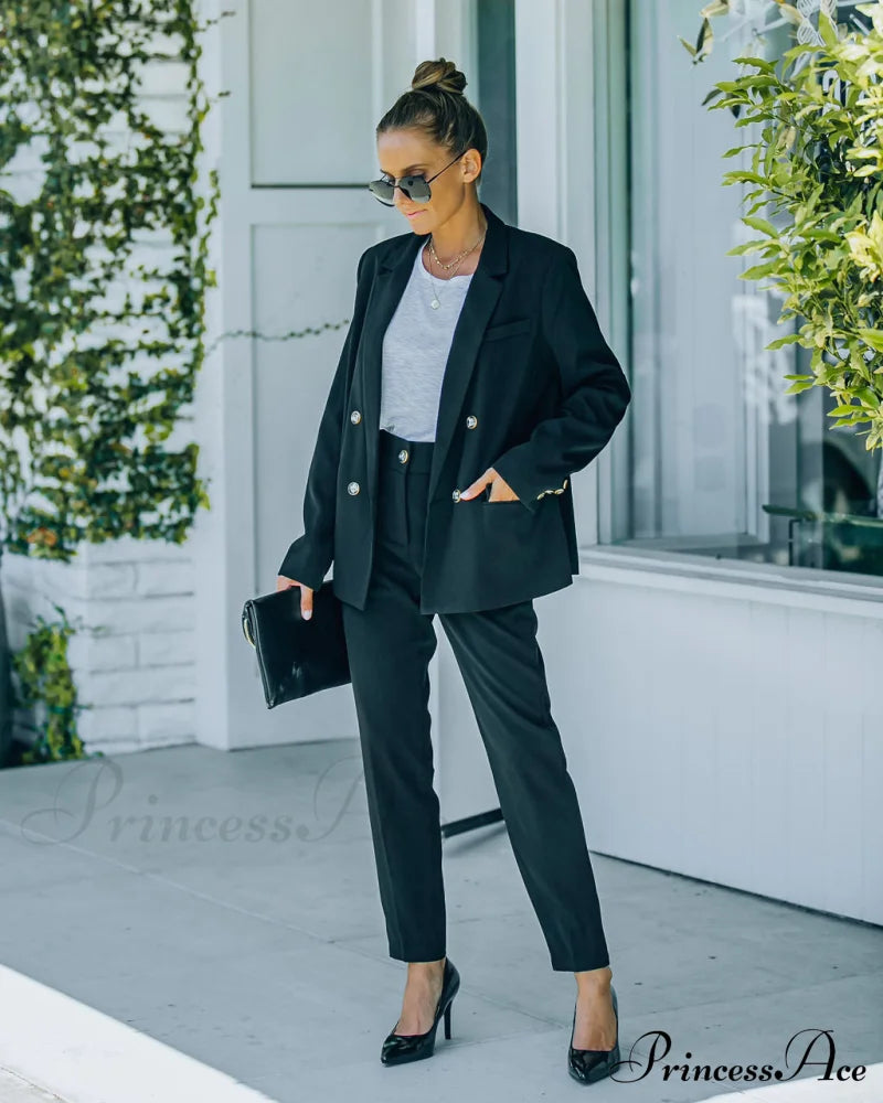 Pocketed Blazer - Black Coats-L