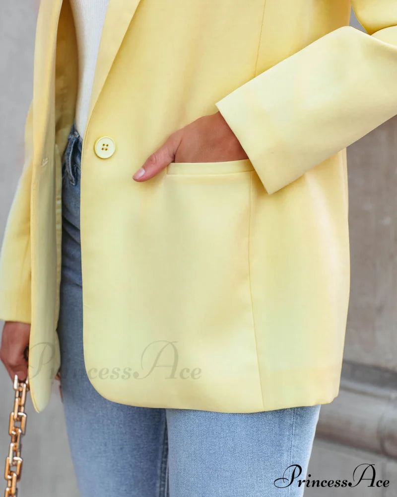 Pocketed Blazer In Lemon Coats-L