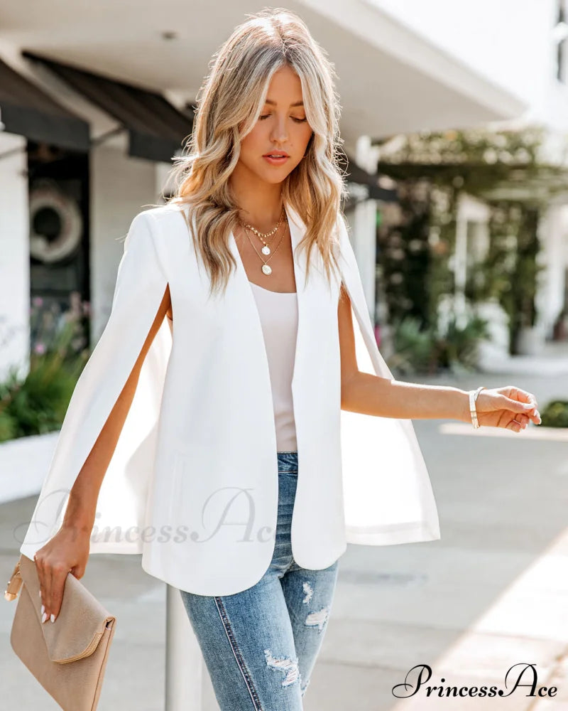 Pocketed Cape Jacket - Off White Coats-L