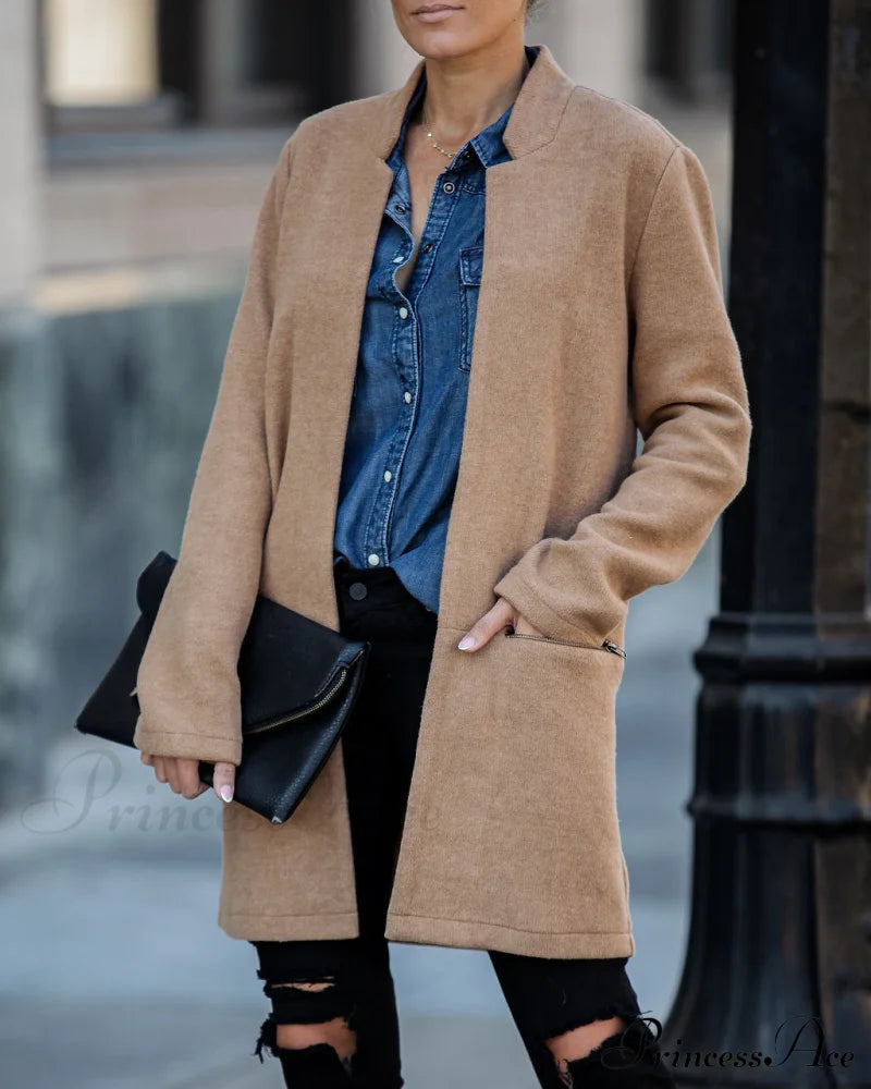 Pocketed Coat In Camel Coats-L