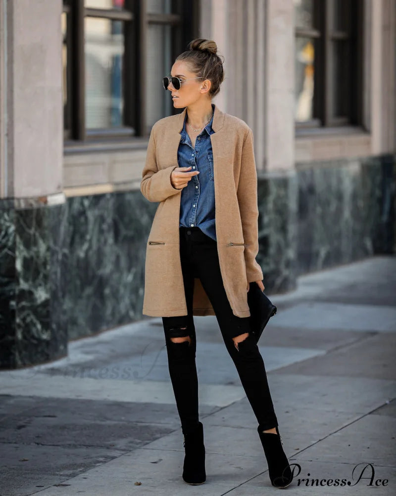 Pocketed Coat In Camel Coats-L