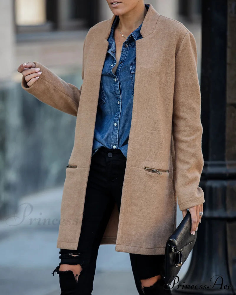 Pocketed Coat In Camel Coats-L