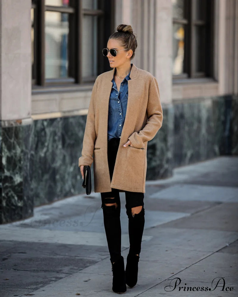 Pocketed Coat In Camel Coats-L