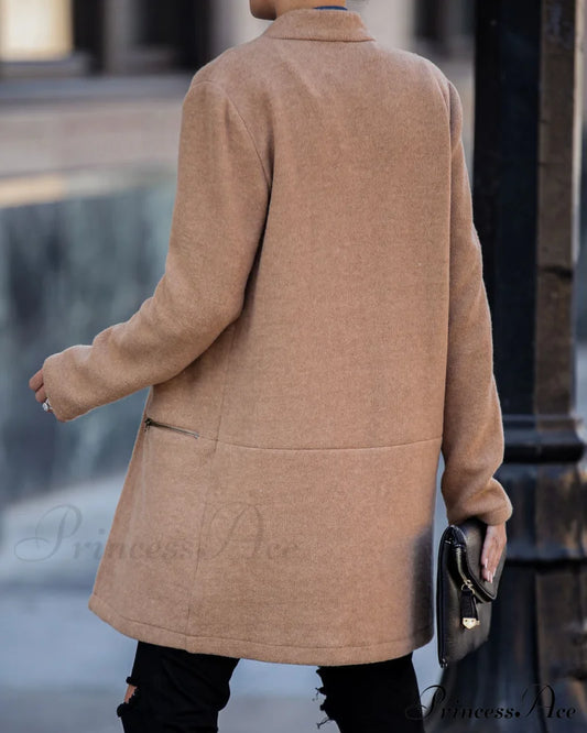 Pocketed Coat In Camel Coats-L