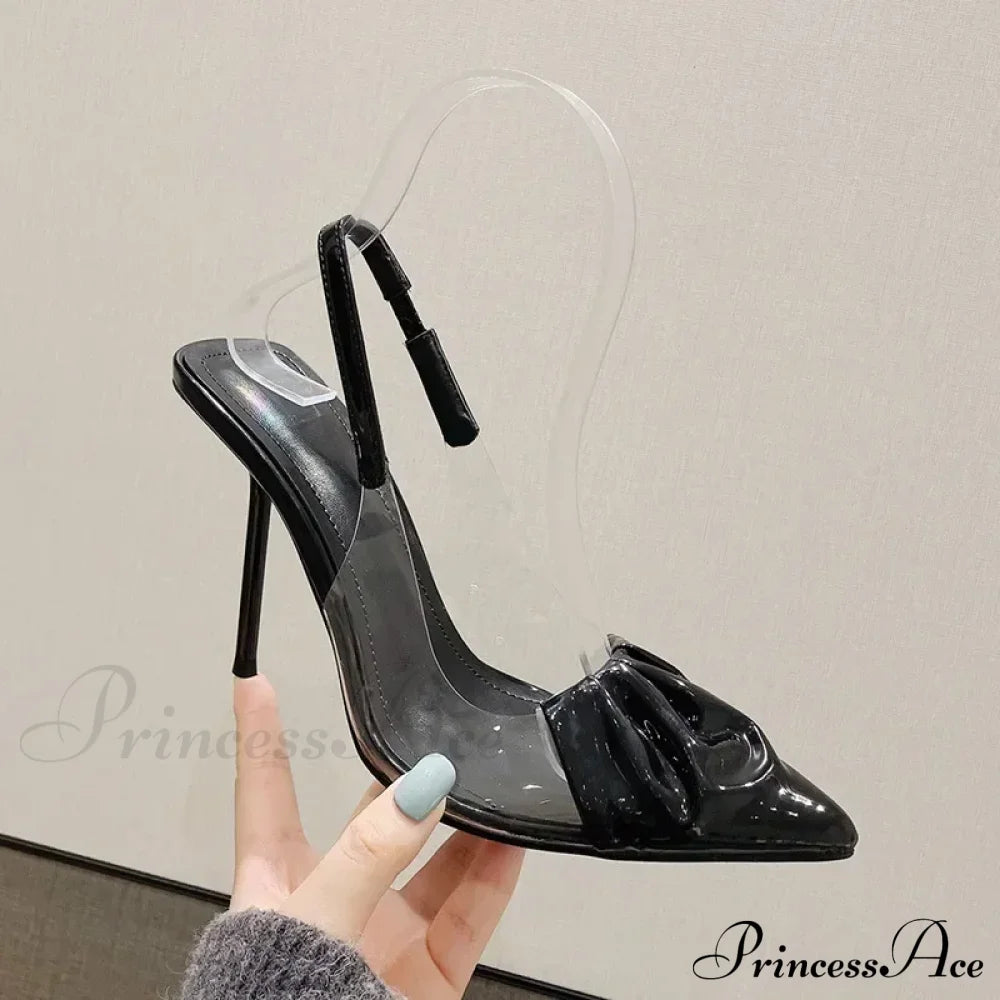 Pointed Patent Leather Sandals Transparent Pvc Strap Thin High Heels Stripper Pole Dance Heel