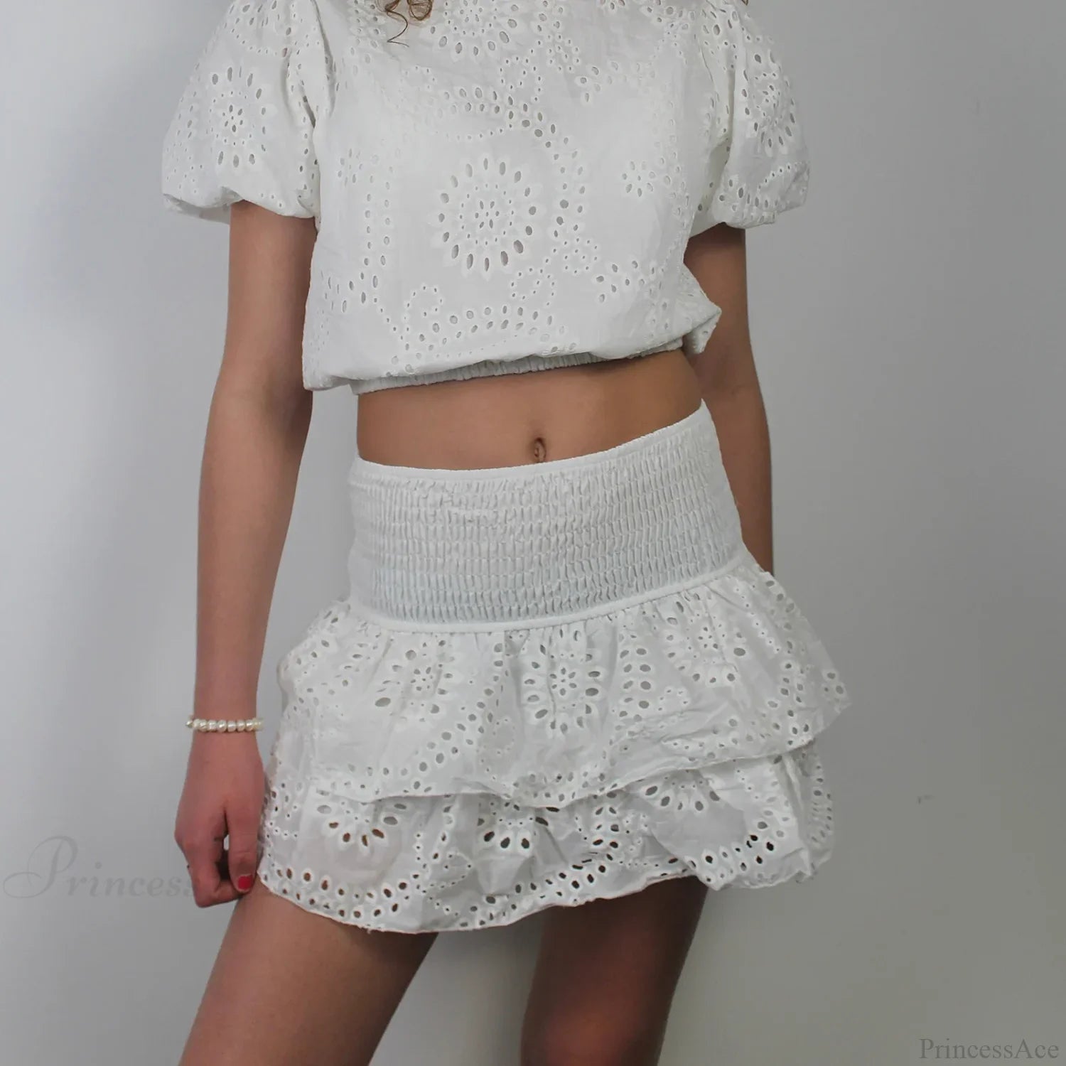 Pointelle Layered Ruffle Skirt skirts-250223