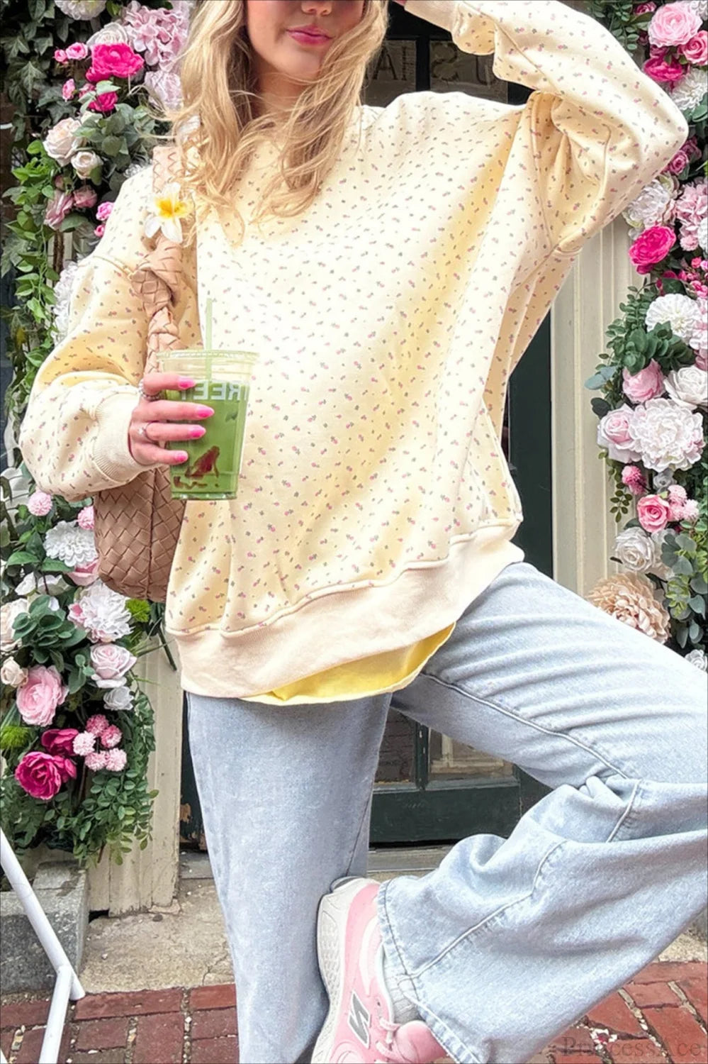 Polka Dot Cute Crew Neck Pull-On Sweatshirts