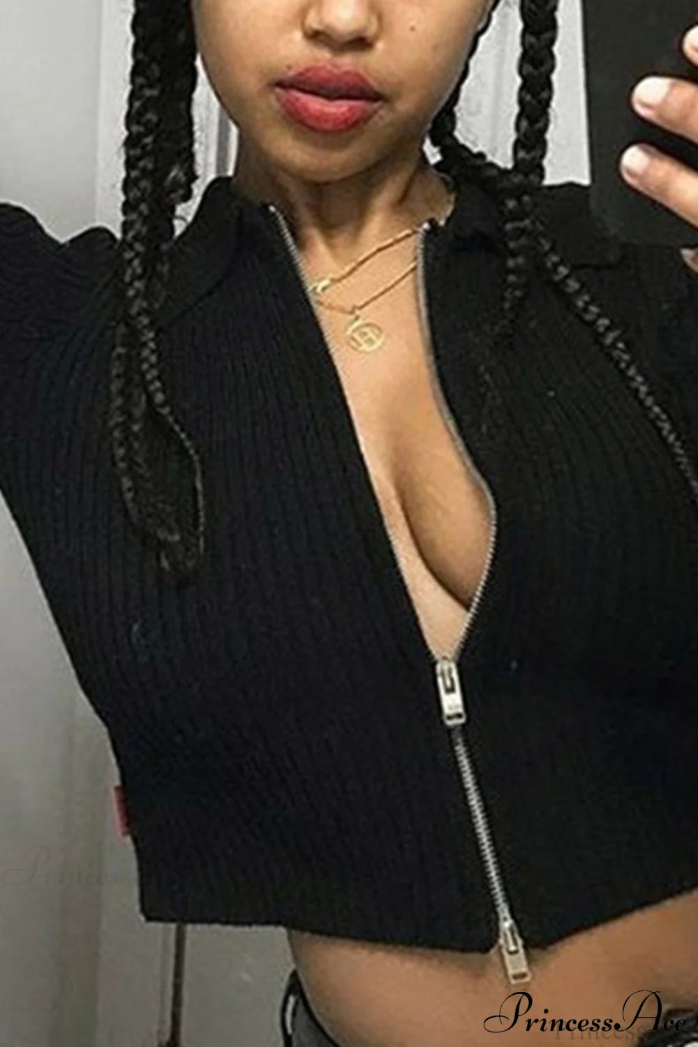 With Knit Cardigan Two-Way Zipper Cardigans