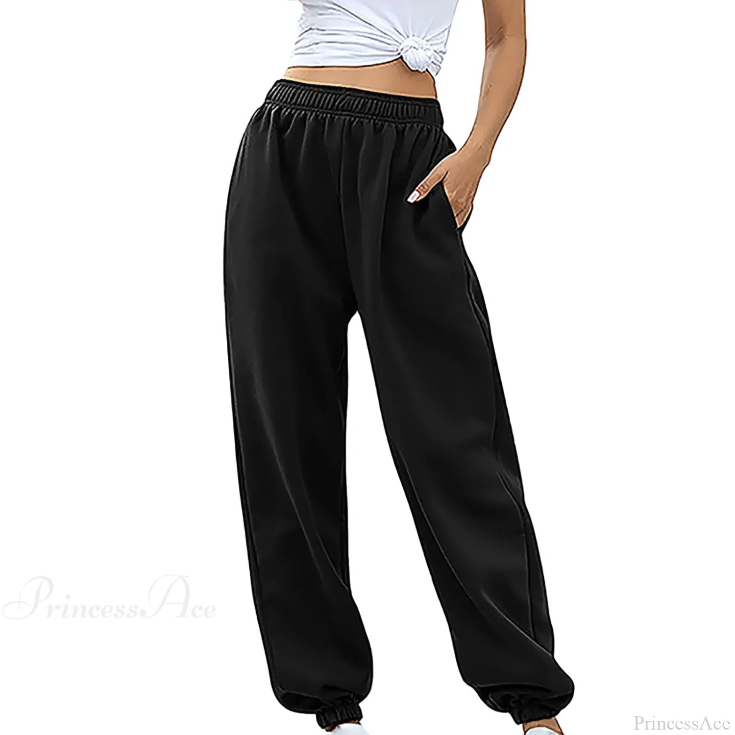 Polyester High Waist Leisure Pants