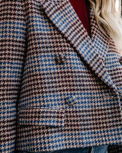 Cropped Houndstooth Blazer