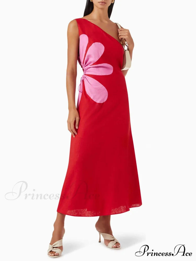 Positioned Floral Print Charming Off-Shoulder Midi Dress Dresses