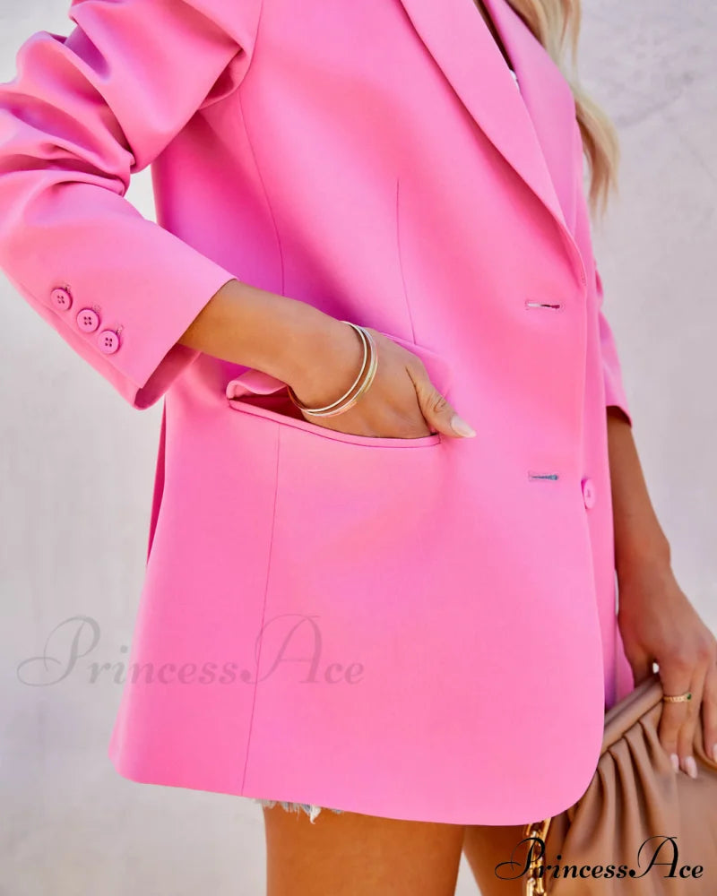 Preorder - Aria Blazer With Pockets Pink Coats-L