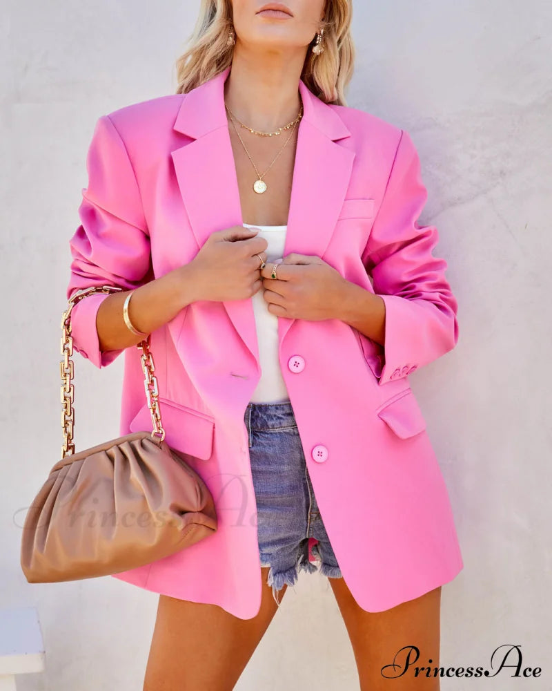 Preorder - Aria Blazer With Pockets Pink Coats-L