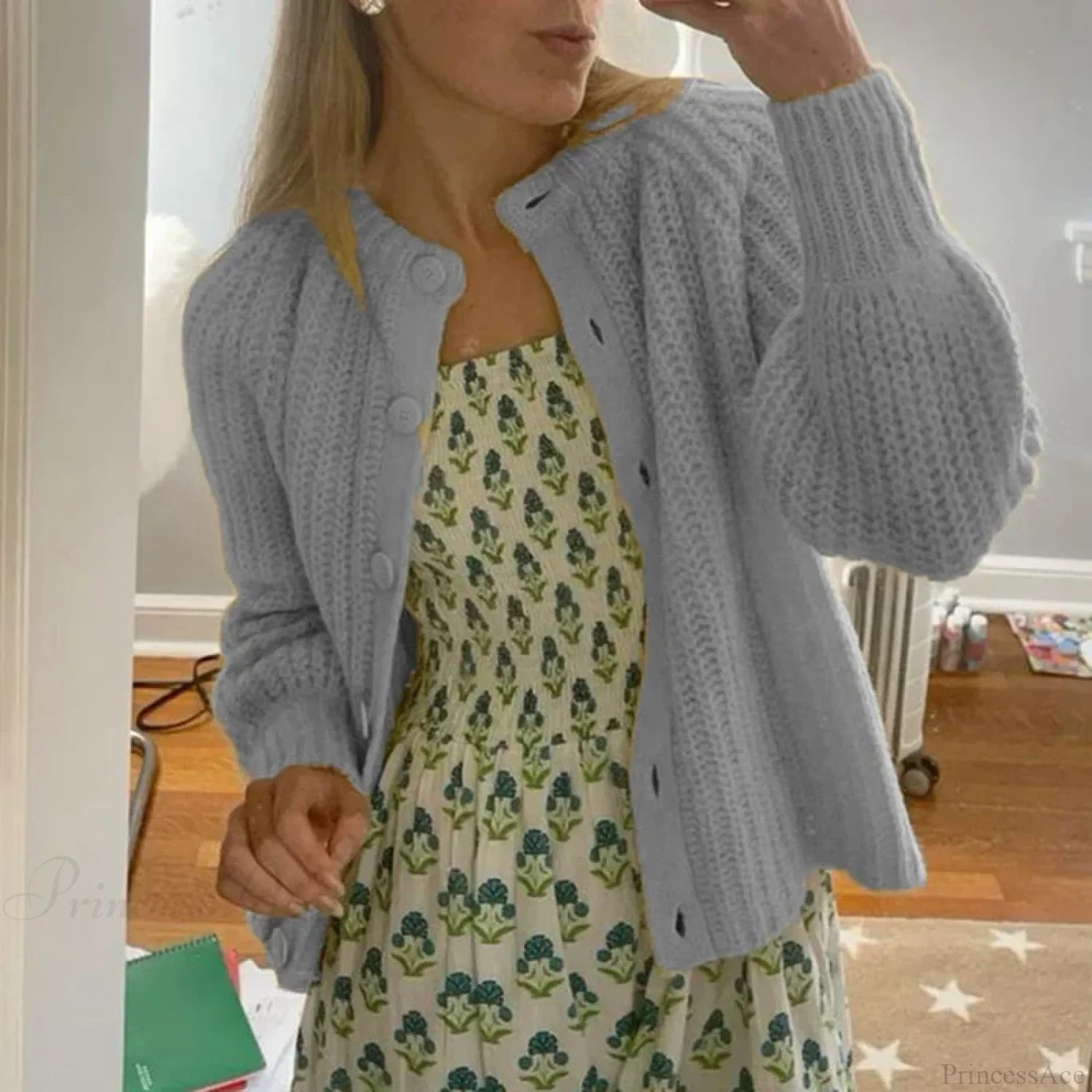 Preppy Button Up Vintage Y2K Cardigan Blue / S