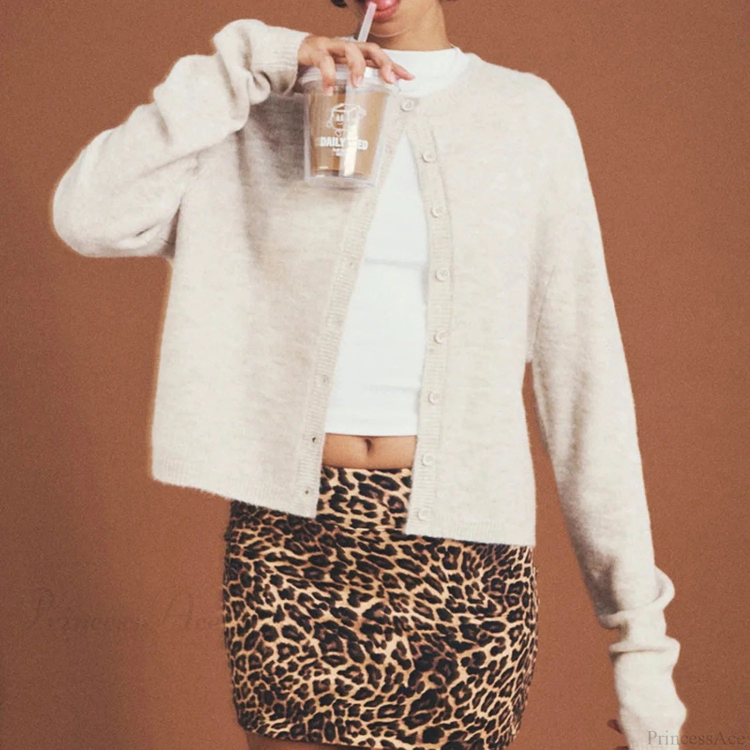 Preppy Crew Neck Button Up Front Cardigan cardiagn-250126