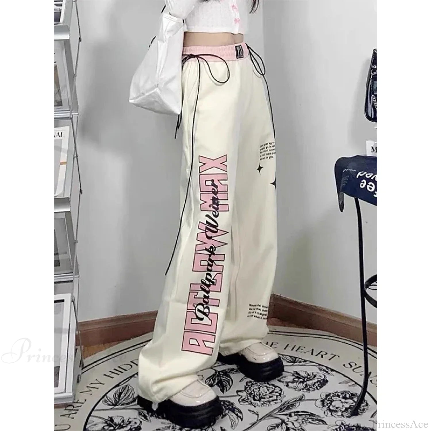 Print Letter Casual Straight Pants