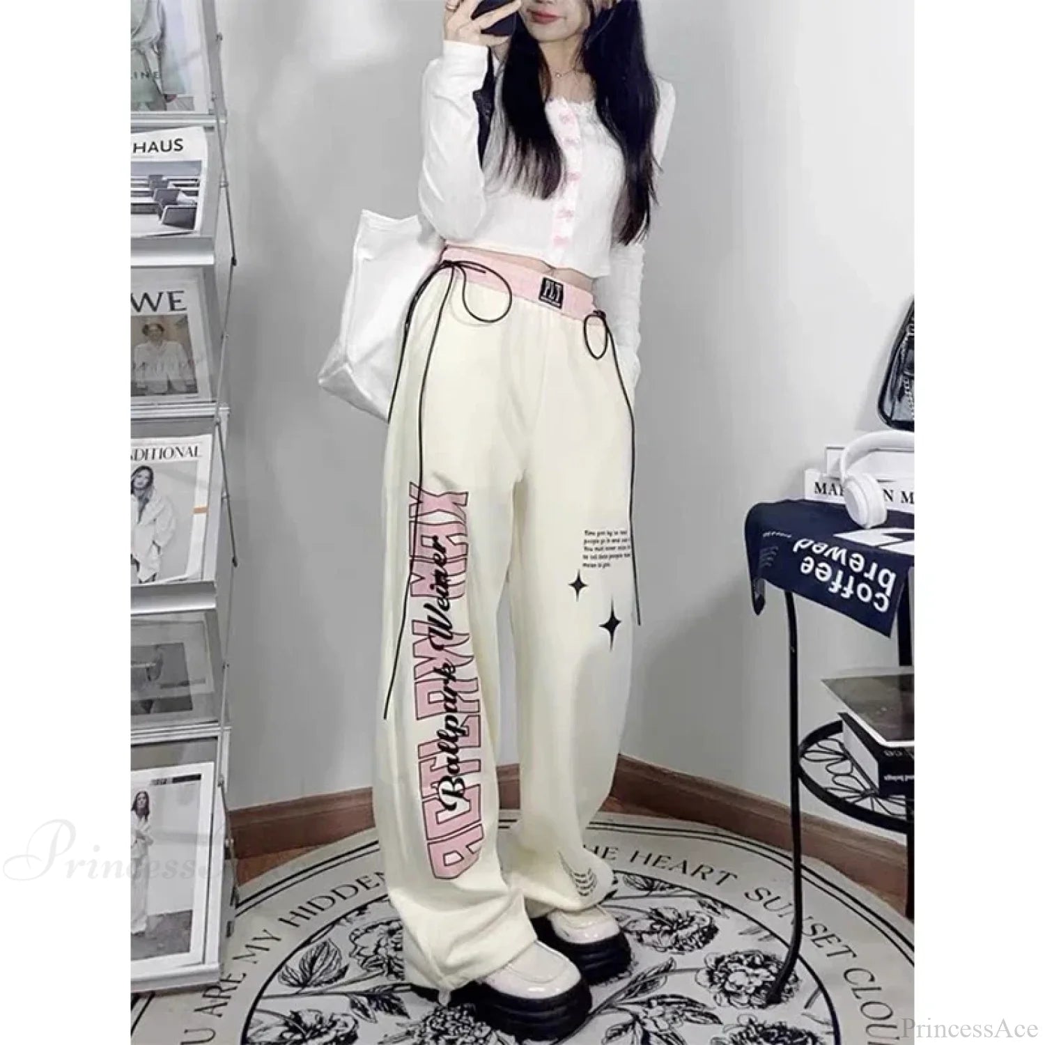 Print Letter Casual Straight Pants