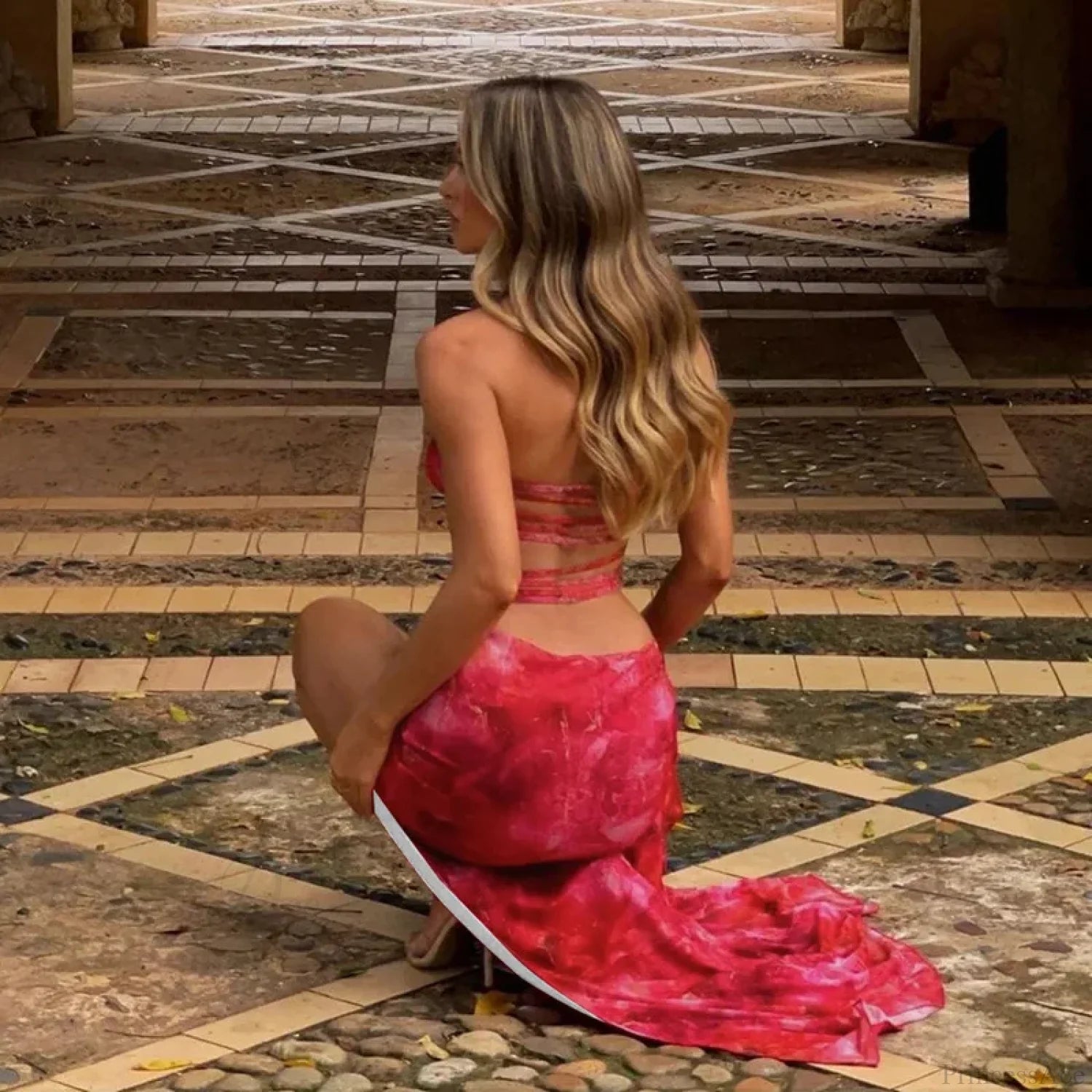 Print Maxi Slim Bodycon Vacation Dress vacationdress-250223