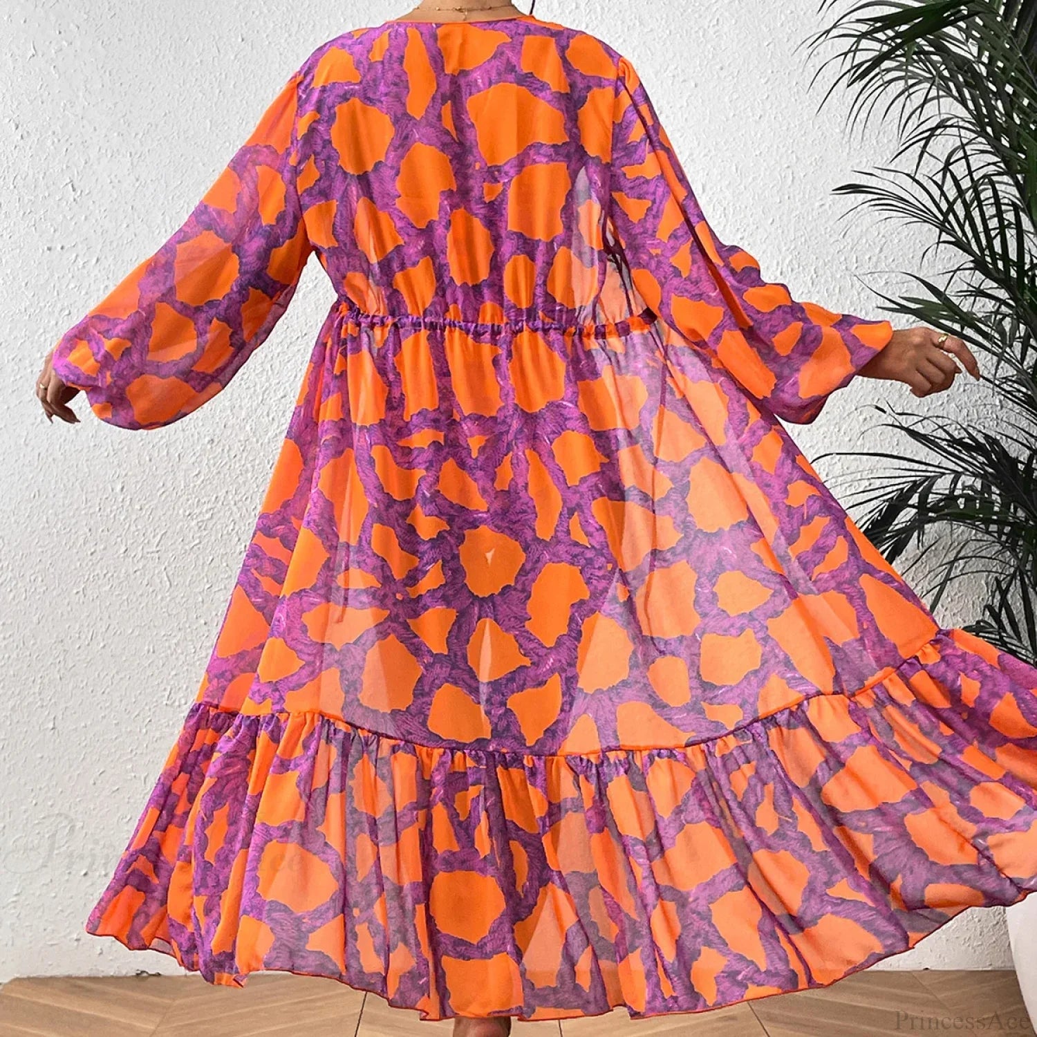 Print One-Piece Swimsuit Cover Up