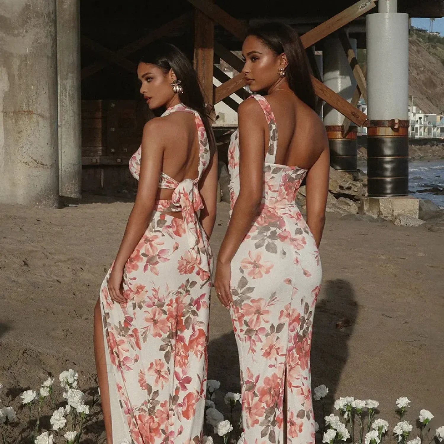 Print Pleated Slim Bodycon Vacation Dress vacationdress-250223