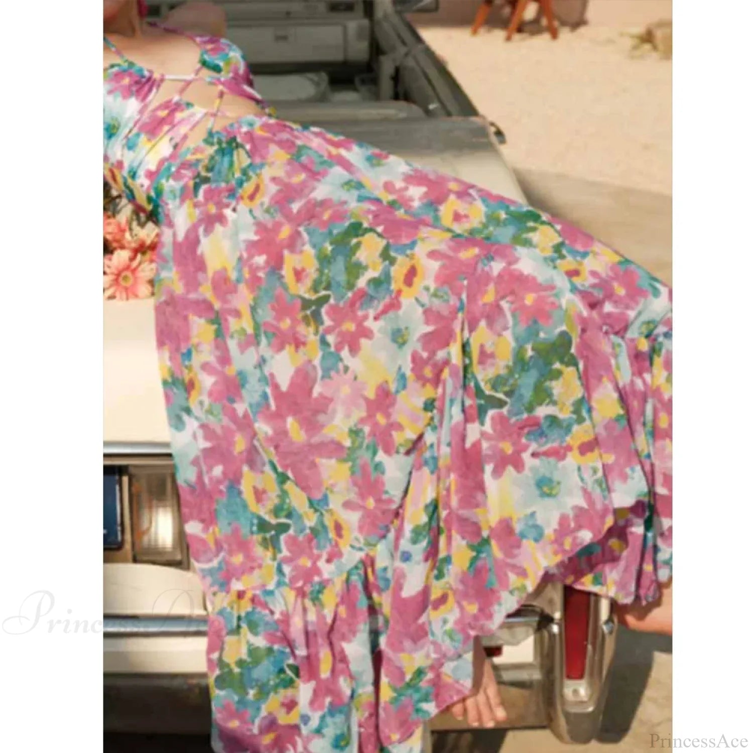 Printed Cutouts Tie One Piece Swimsuit onepiece-250223