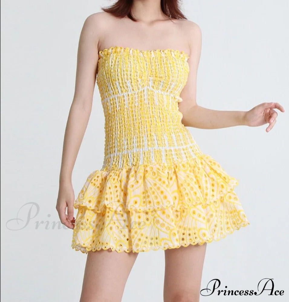 Printed Ruched Stylish Tube Mini Dress