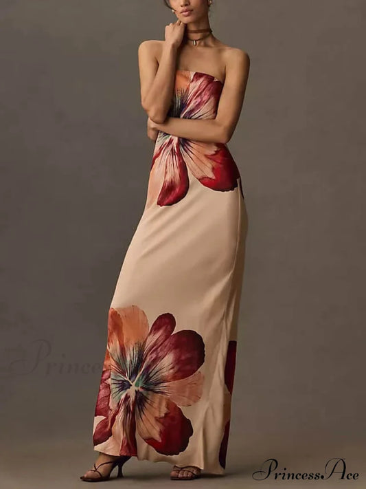 Printed Sexy Tube Top Graceful Slim Fit Midi Dress Dresses