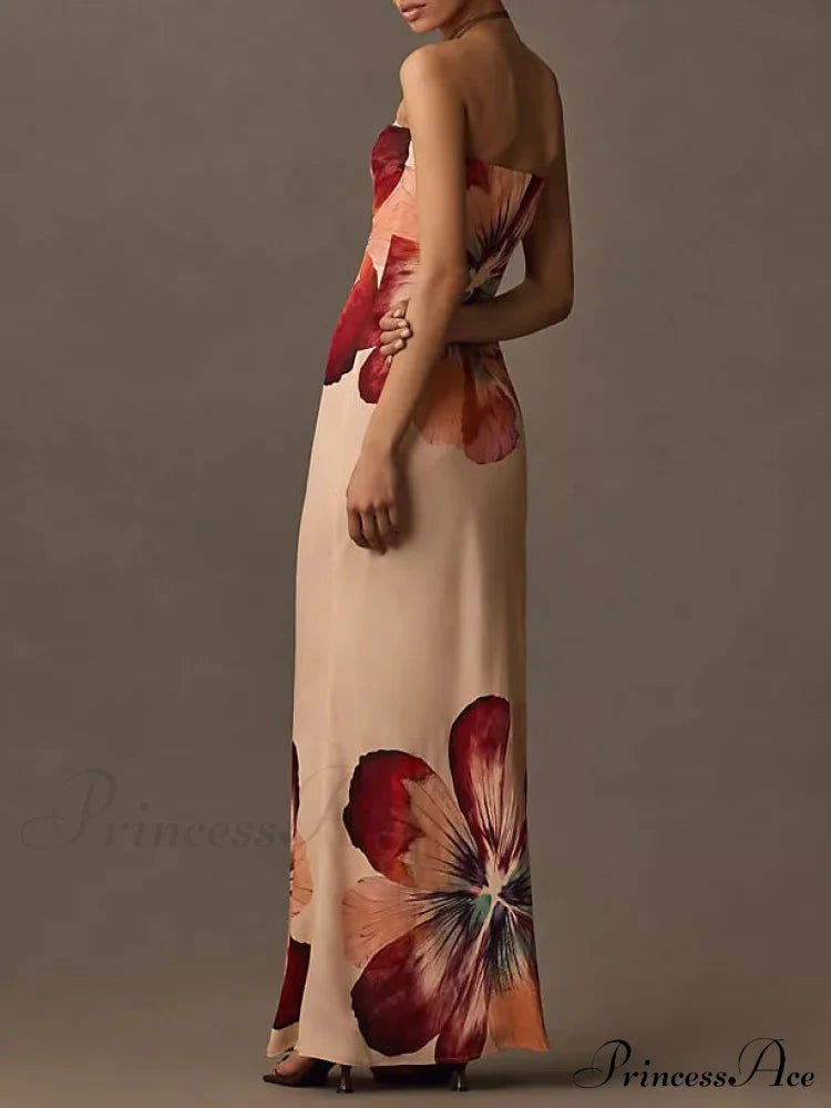 Printed Sexy Tube Top Graceful Slim Fit Midi Dress Dresses