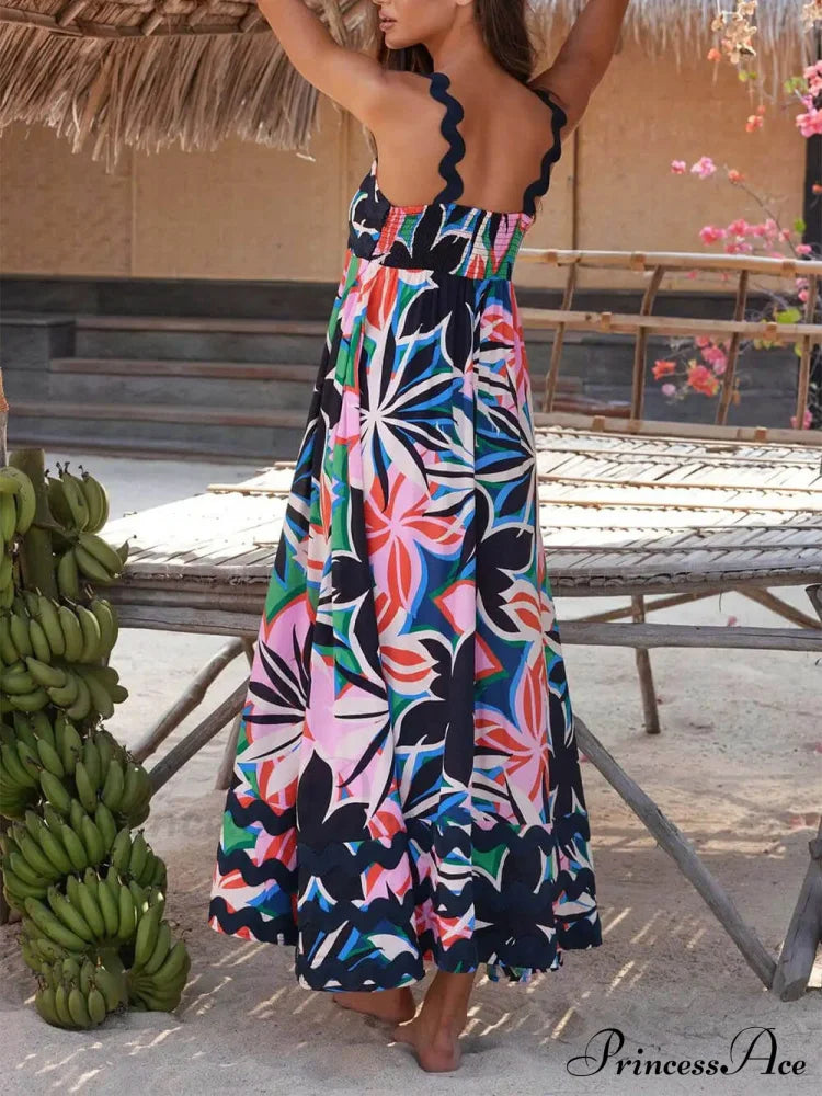 Printed Suspender Stylish Maxi Dress Dresses